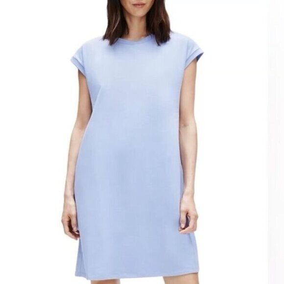 Eileen Fisher Petite Crew Neck Organic Cotton Stretch Jersey Dress PS NWT - Picture 1 of 6